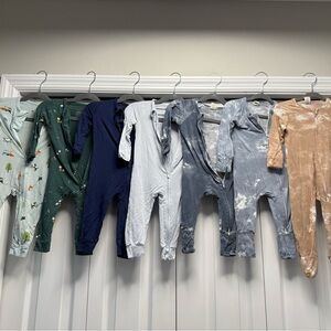 Lot of 7 - Larkspur Rompers and Footie - Size 6-12 - Bamboo